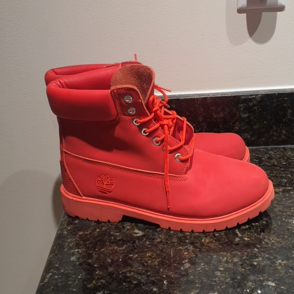 Timberland 6" Premium Satin Collar Red Boots Size 11 M